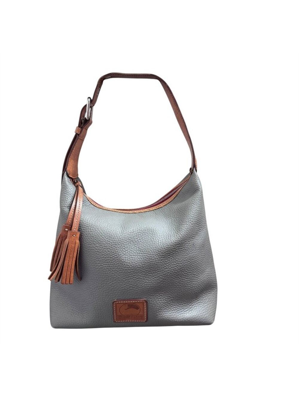 Dooney & Bourke Paige Sac Shoulder Hobo Purse Bag Gray Pebbled Leather